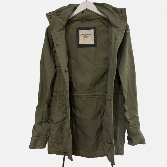 Abercrombie & Fitch NY A & F Women Light Army Green Utility Hood Jacket Small - Picture 3 of 10